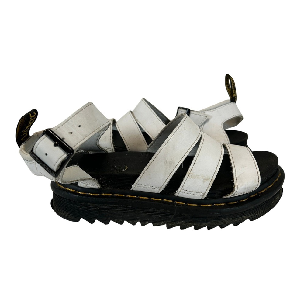 Dr. Martens Blaire White Hydro Leather Platform Gladiator Sandals Womens 6 - Picture 1 of 16